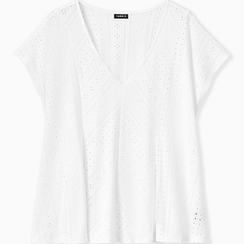 Torrid White Eyelet Fit and Flare Midi Top